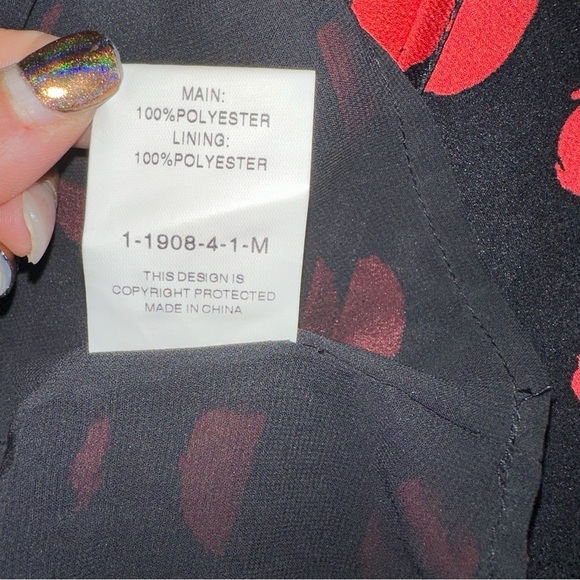 Goldie London Dress Womens Medium Black Red Dot Slip Mid Length Whimsical Dainty - Picture 8 of 11